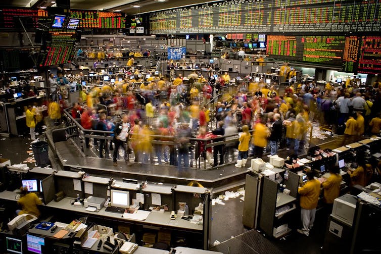 Open out-cry trading on the Chicago Mercantile Exchange