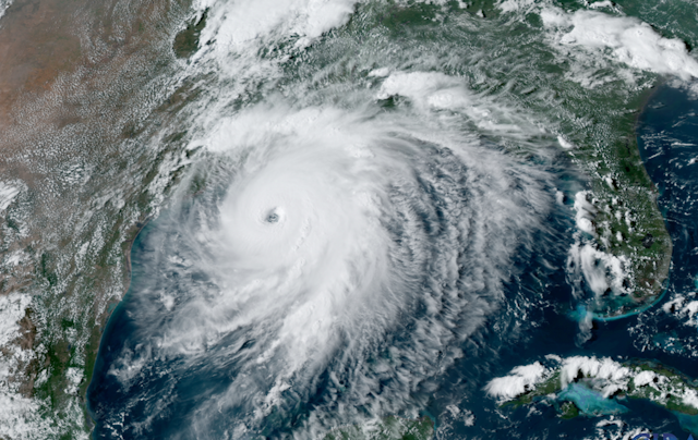 A satellite image of Hurricane Laura.