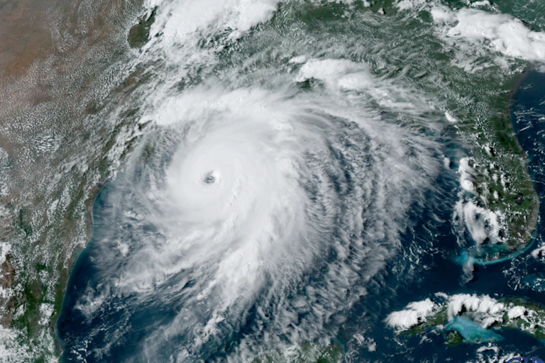 A satellite image of Hurricane Laura.
