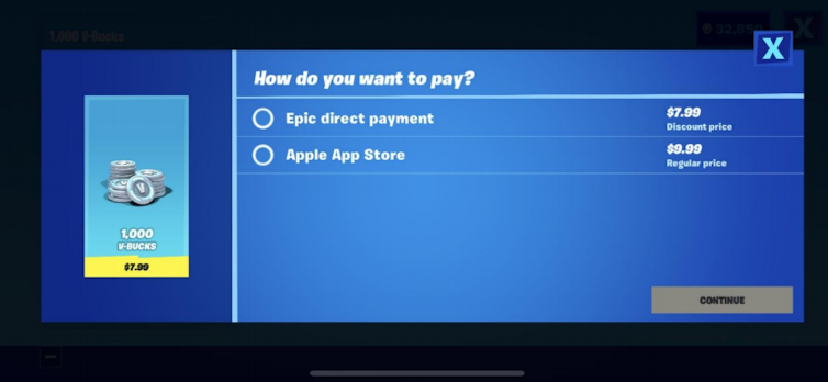 Epic direct less expensive than AppStore