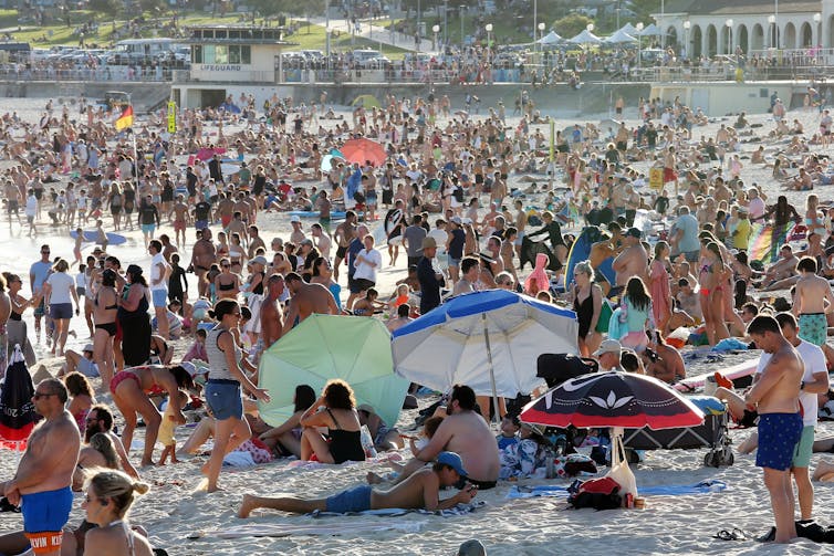 A packed beach