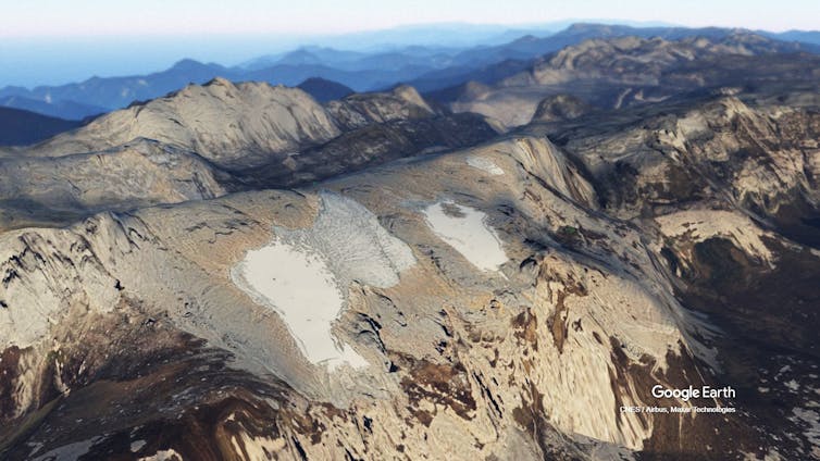 A 3d render of the Puncak Jaya glacier in Indonesia