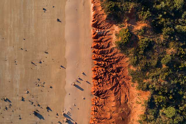 Aerial view of a Pilbara beach