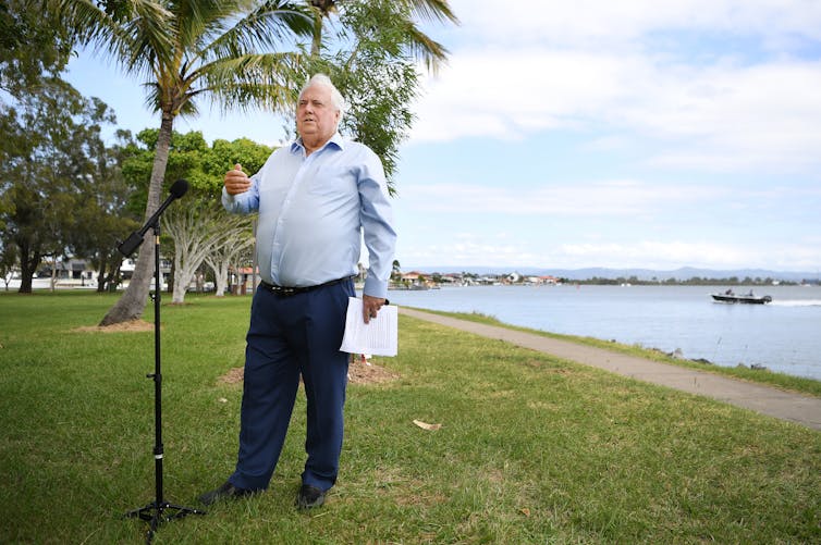 Clive Palmer at a press conference on the Gold Coast.