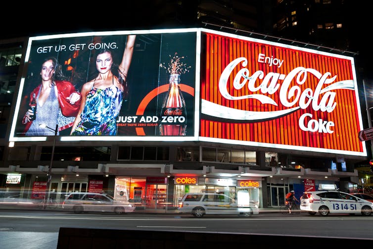 A huge coca cola advertising billboard