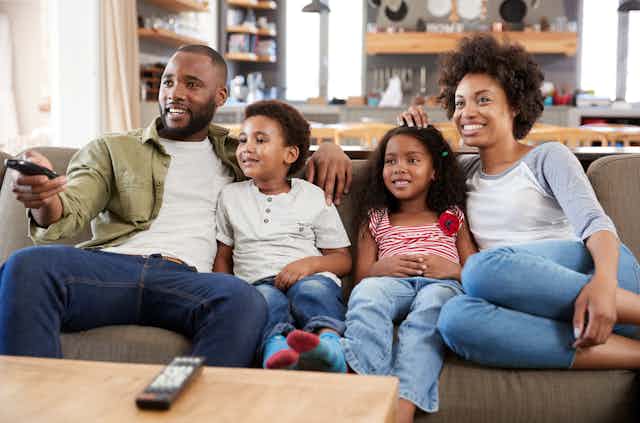 Family watching television