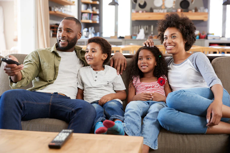 Family watching television