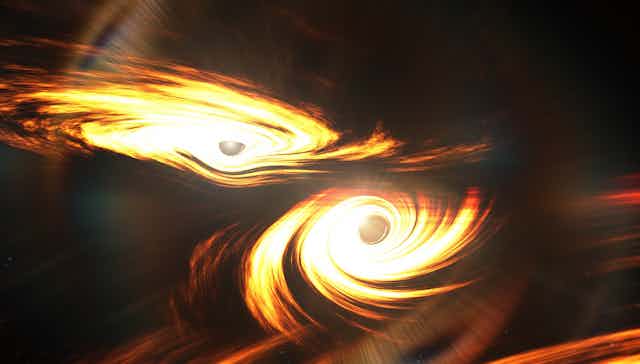 Artist impression of merging black holes.