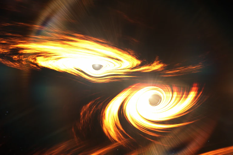 Artist impression of merging black holes.