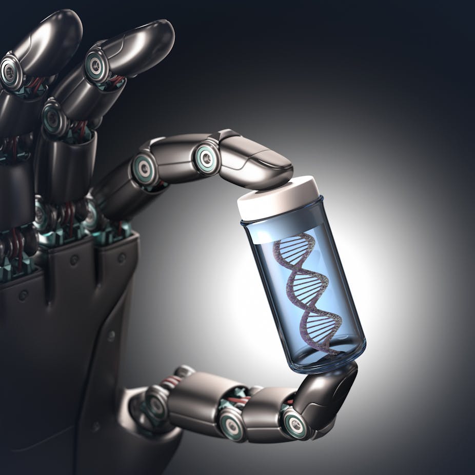 Robot holding strand of DNA
