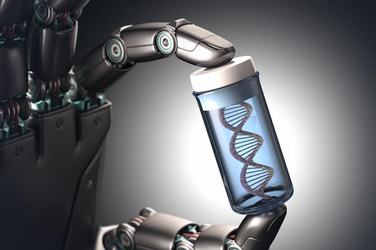 Robot holding strand of DNA
