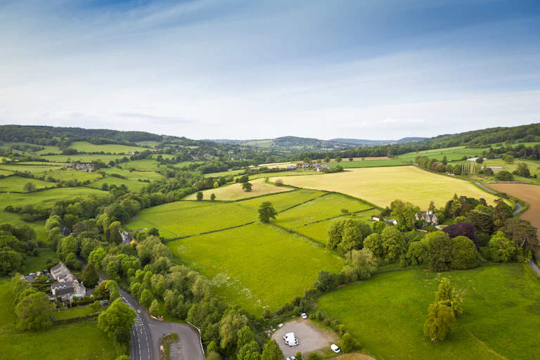 rolling hills in english countryside