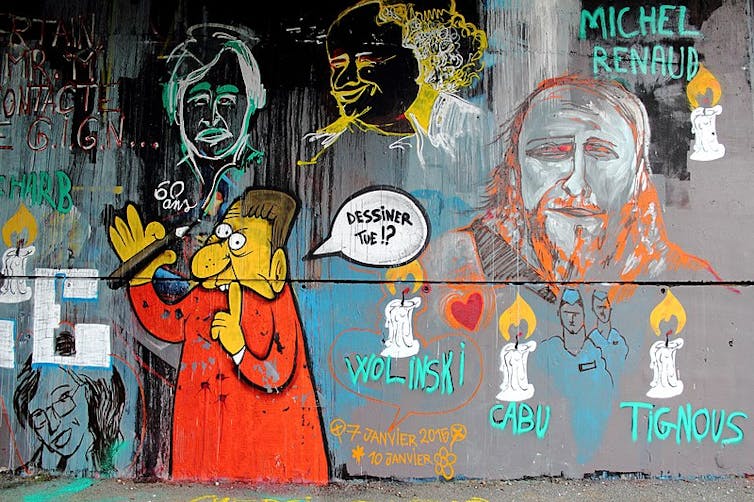 Graff en hommage aux victimes de l’attentat perpétré contre Charlie Hebdo