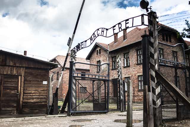 Entrance arch to Auschwitz Museum