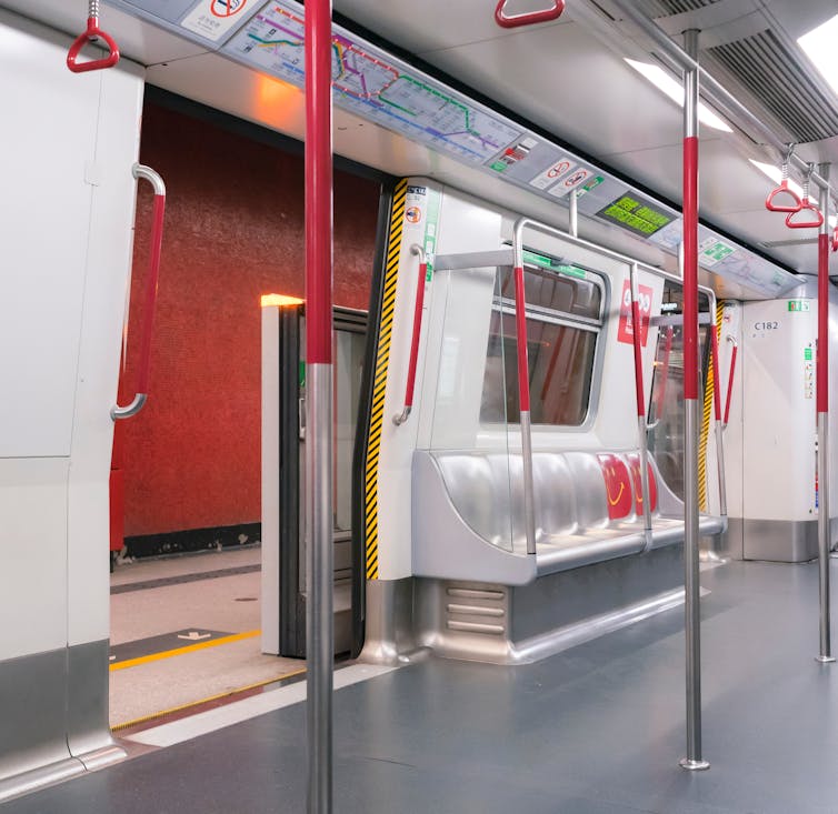 Empty train carriage.