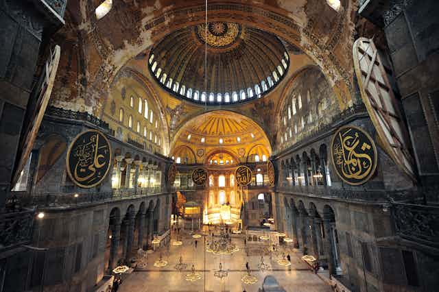 Vaulted interior of Byzantine church.