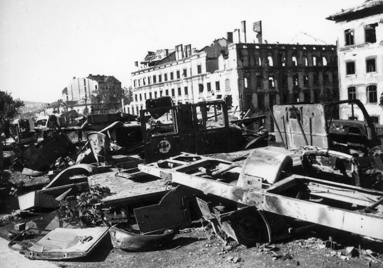 Wreckage after the 1945 Siege of Budapest.