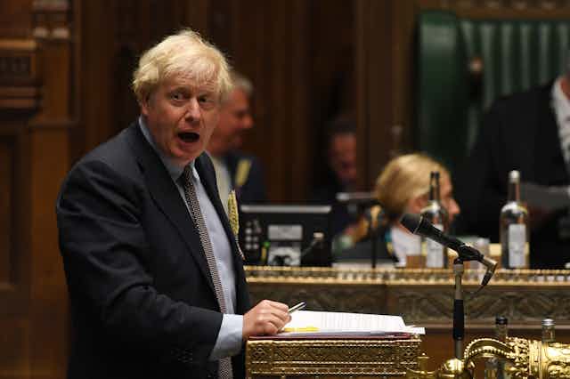 Boris Johnson in parliament.