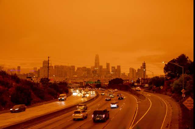 Orange sky over San Francisco