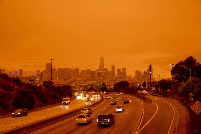 Orange sky over San Francisco