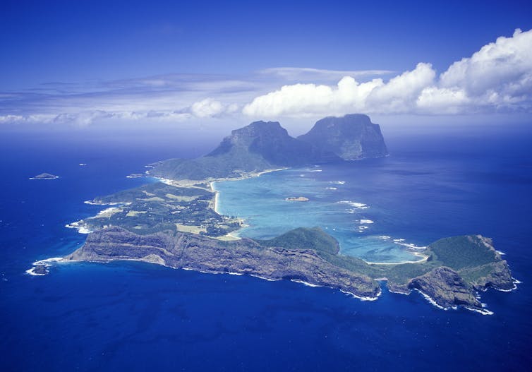 An aerial view of Lord Howe Island