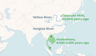 map onde amostras de aDNA foram escavadas na Ásia