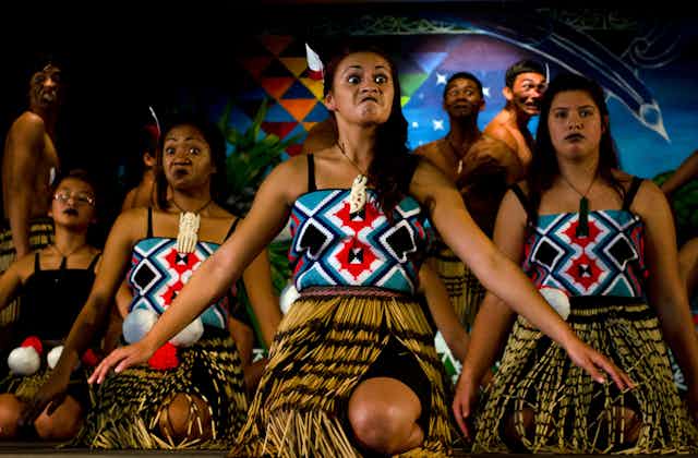 Māori women in traditional costume