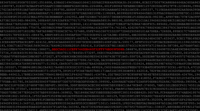 Repeated password hashes with one red hash value highlighted. 
