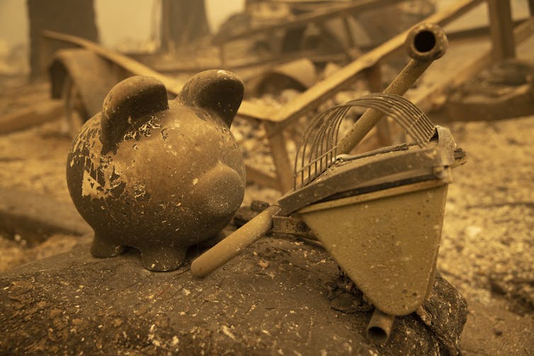 Charred remains at a home destroyed by fire in Berry Creek, California, September 10 2020.