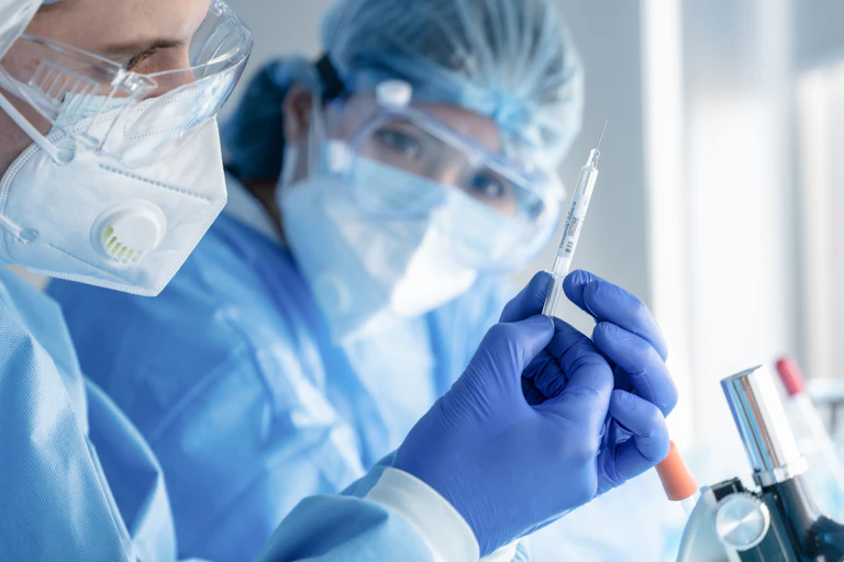 Medics working in lab