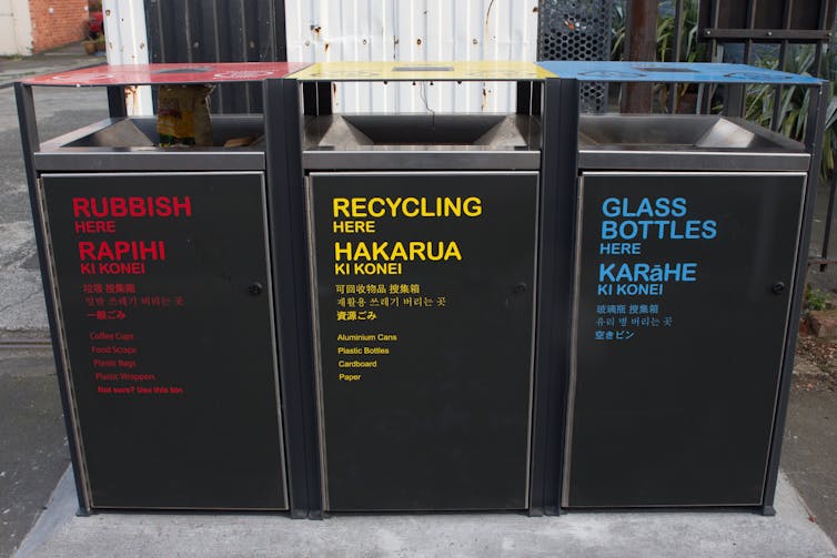 Recycling and rubbish bins