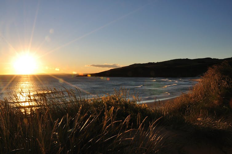 A warm sunrise on the New Zealand coast
