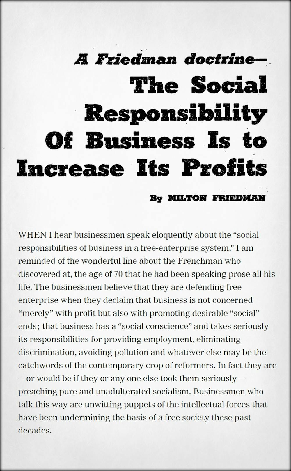 Vital Signs 50 Years Ago Milton Friedman Told Us Greed Was Good He Was Half Right