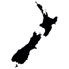 A silhouette of New Zealand