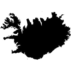 A silhouette of Iceland
