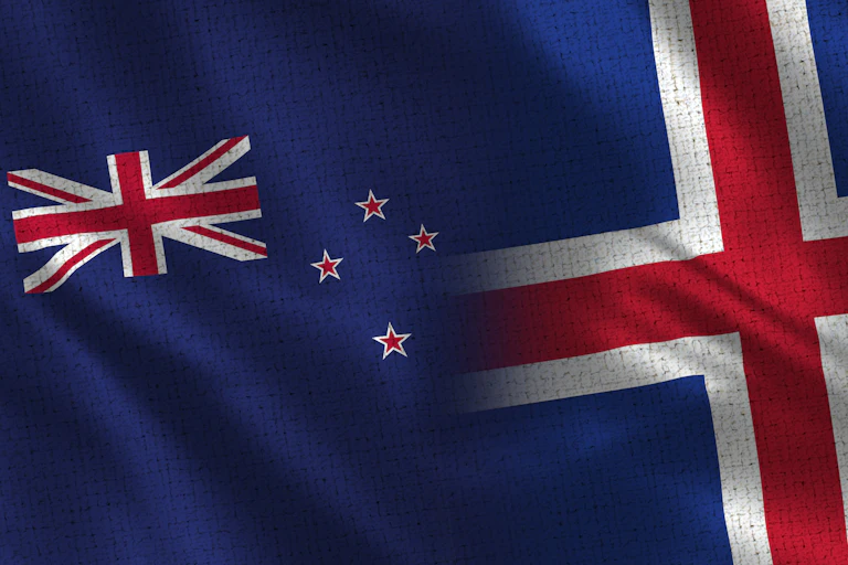The flags of New Zealand and Iceland merged together.