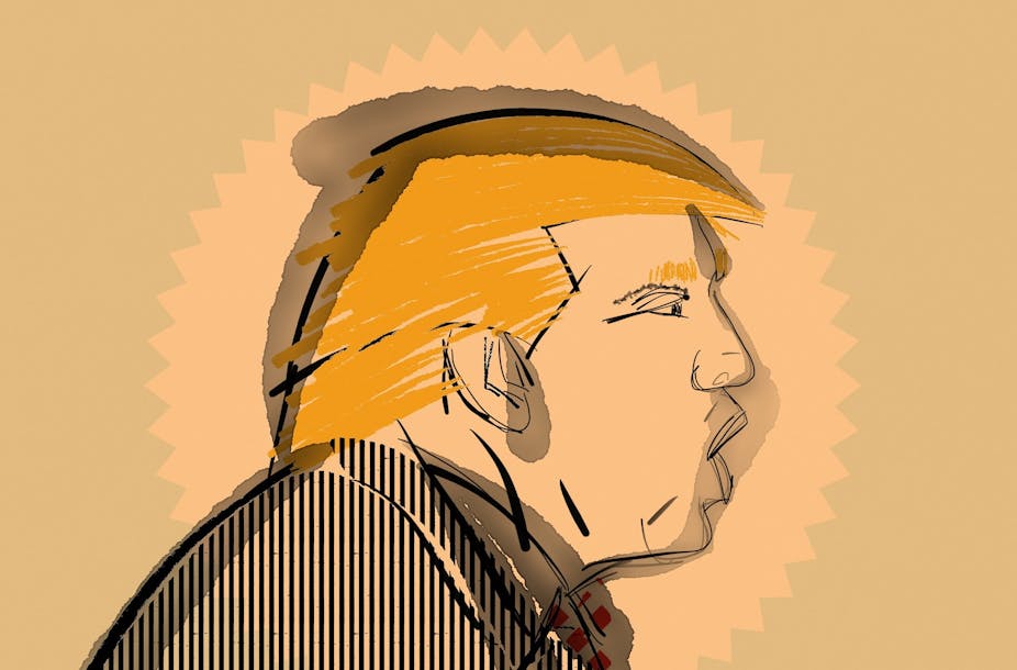 Illustration of Donald Trump speaking