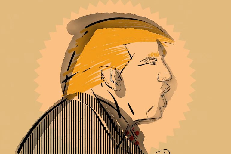 Illustration of Donald Trump speaking