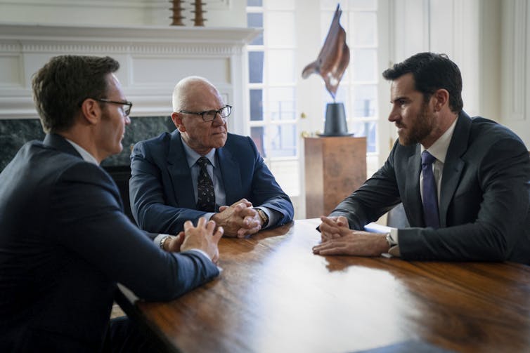 Josh Lawson as James, Malcolm McDowell as Rupert and Ben Lawson as Lachlan.