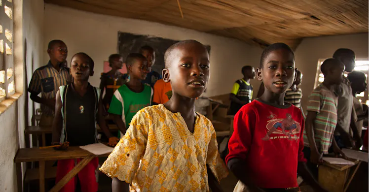Boys in a school in Sierra Leone