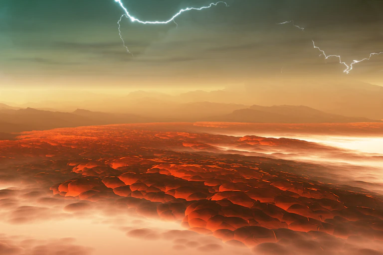 3D illustration of Venus's surface