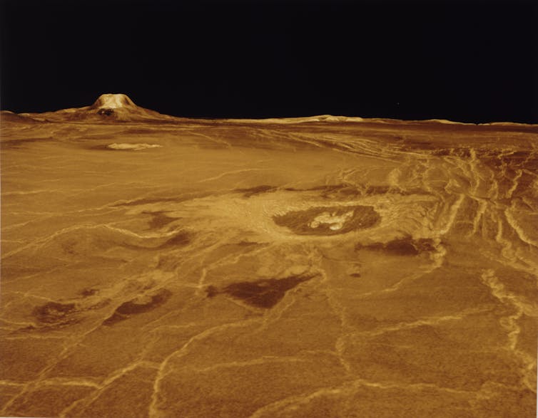 Computer generated surface view of Eistla Regio region on Venus.