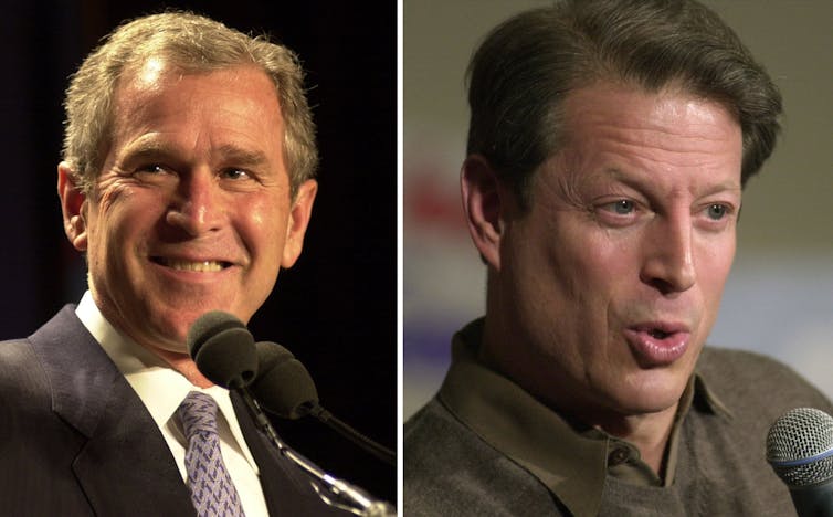 Photos of George W. Bush and Al Gore