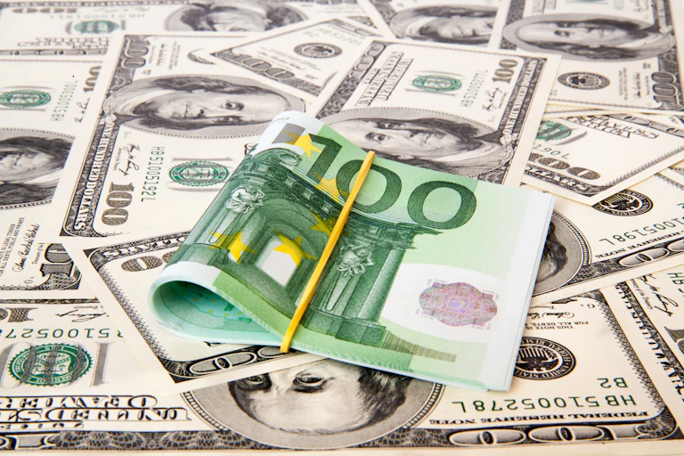 Billetes de euros y dólares