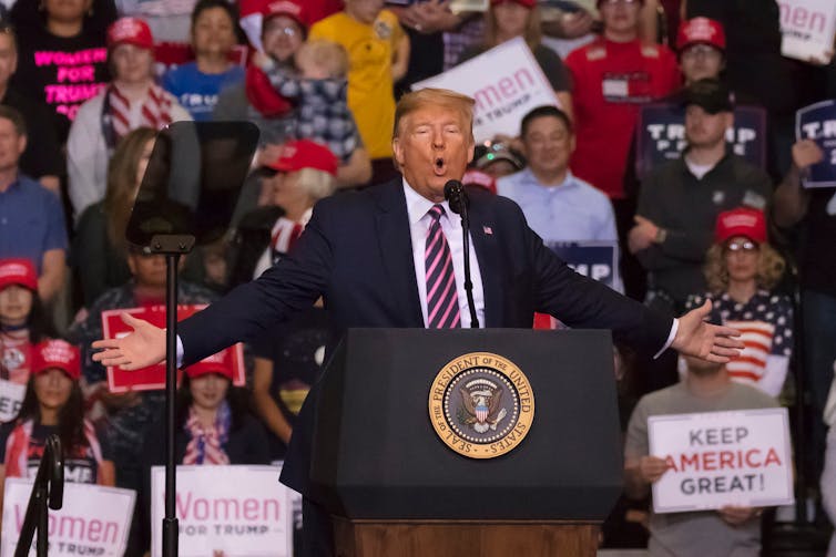 Donald Trump in front of crowd