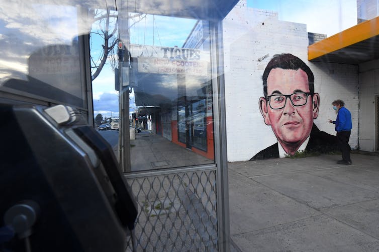 A mural of Victorian Premier Daniel Andrews in Melbourne