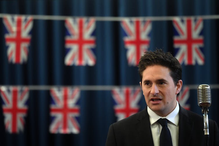 Defence minister delivers a speech.
