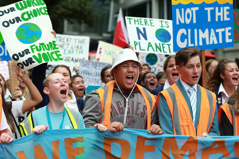 Climate protests in Wellington.