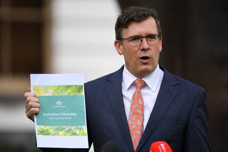 Acting Immigration Minister Alan Tudge at a press conference
