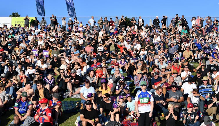 Crowds at NRL match on Sunshine Coast.